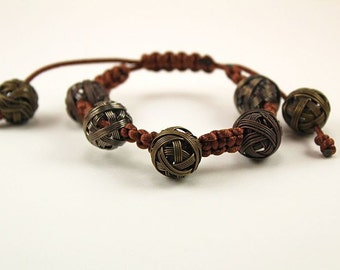 Shamballa inspired bracelet with multicolor precious metal round beads Adjustable bracelet
