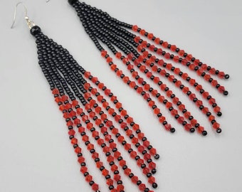 Beautiful Black Red Crystal Glass Earrings Women Earrings Long Earrings Women Jewelry