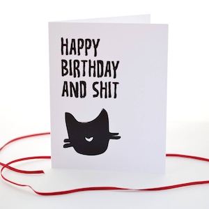 Drôle de carte d’anniversaire, « Joyeux anniversaire et merde », Carte d’anniversaire de chat, Carte d’amoureux de chat