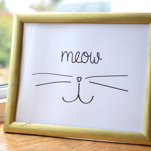 Cat Art Download, "Meow", Instant Download, Printable Cat Art, Cat Print image 2