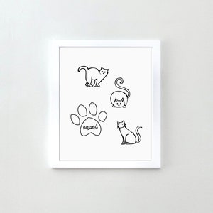Printable Cat Art, Cat Lover Gift, Cat Art Print, Gift for Friend