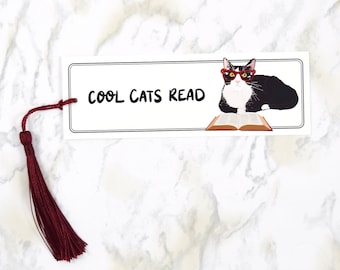 Cute Bookmark, "Cool Cats Read", Bookmark for Kids, Book Lover Gift, Reading Accessories