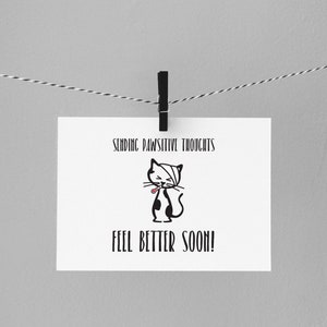 Carte Get Well Soon, carte chat mignon, carte Feel Better, carte maladie