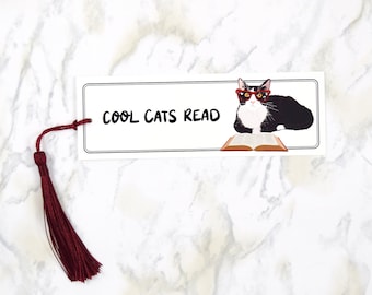 Lindo marcador, "Cool Cats Read", Marcador para niños, Regalo para amantes de los libros, Accesorios de lectura