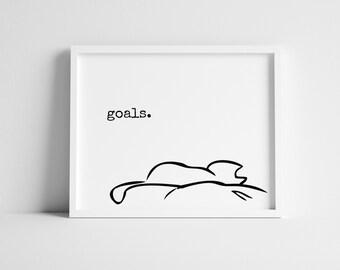 Cat Wall Art, Cute Cat Art, Cat Goals, Cat Lover Gift