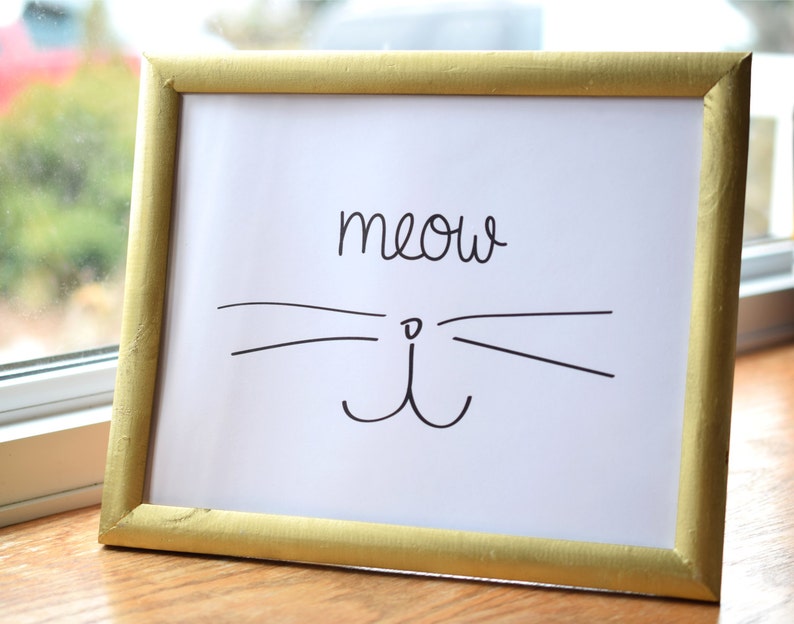 Cat Art Download, "Meow", Instant Download, Printable Cat Art, Cat Print image 2