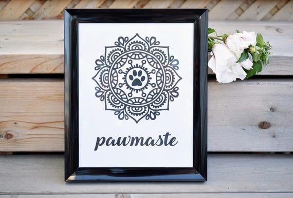 Yoga Artwork, Animal Lover Gift, Namaste Art Print, Yoga Studio Decor, Calming Art