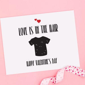 Carte de la Saint-Valentin, « L’amour est dans les cheveux », Saint-Valentin drôle d’animal, Carte pour les couples, Carte de la Saint-Valentin animale