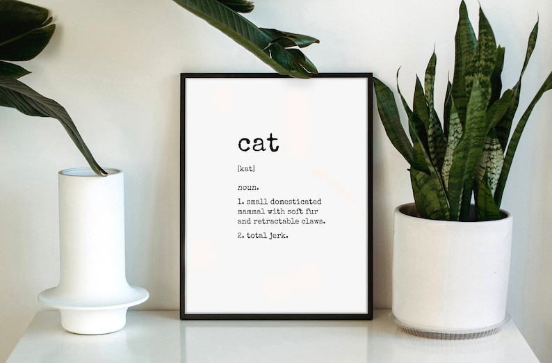 Funny Cat Print, Cat Definition, Cat Art Print, Cat Artwork, Gift for Cat Lover, Cat Decor image 1