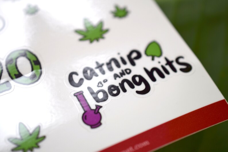 Paquete de pegatinas para gatos, hoja de pegatinas para malezas, gatitos y cannabis, pegatinas para planificadores imagen 2