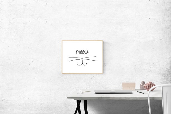 Cat Art Download, "Meow", Instant Download, Printable Cat Art, Cat Print