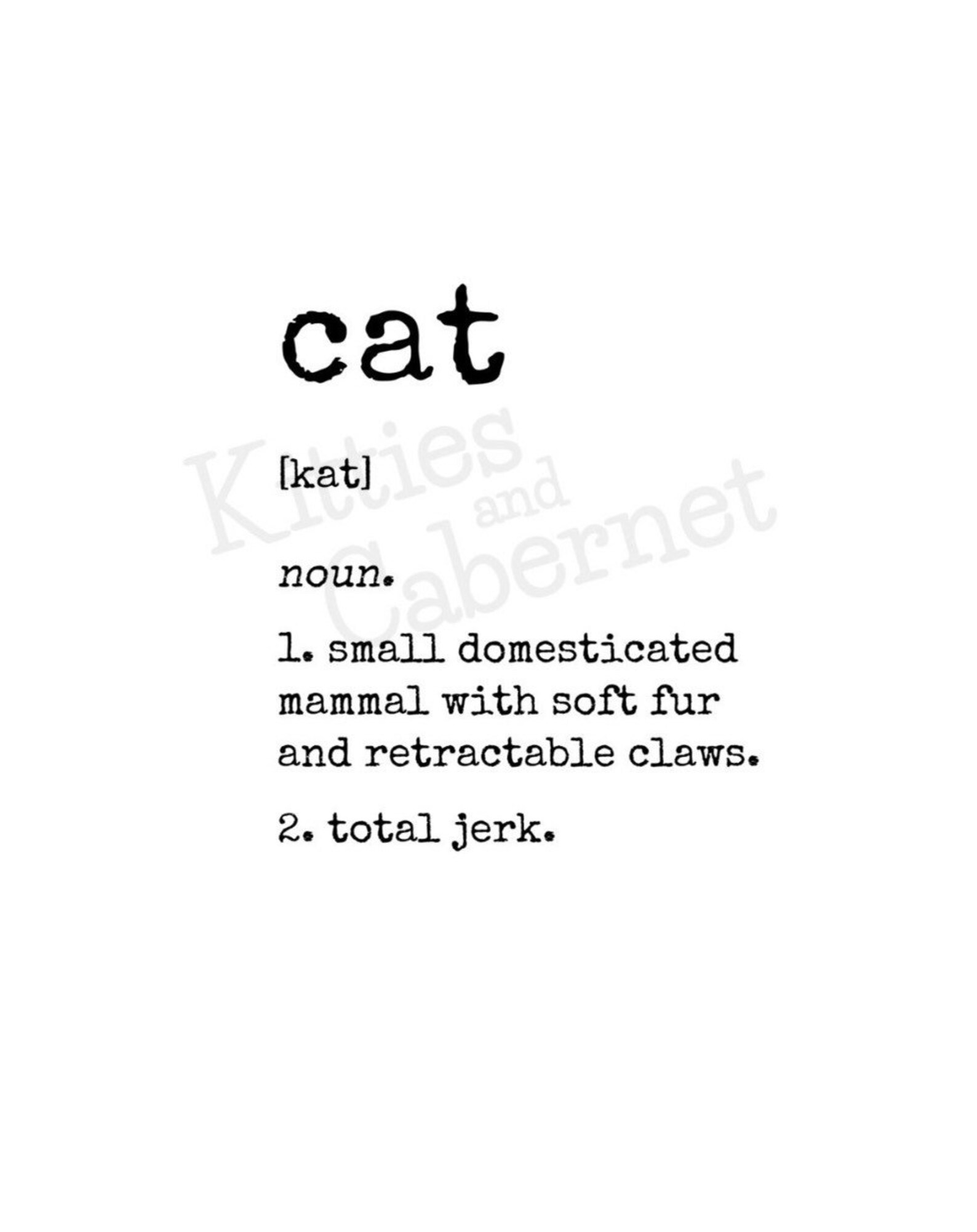 Cat Art Print Cat Definition Funny Cat Print Cat Lover Etsy