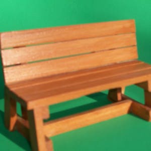 Park Bench / Garden Bench for Dollhouse or 6 inch Action Figures Cedar in Natural Stain image 1