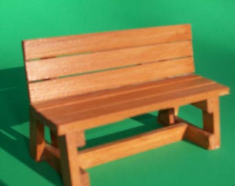 Park Bench / Garden Bench for Dollhouse or 6 inch Action Figures - Cedar in Natural Stain