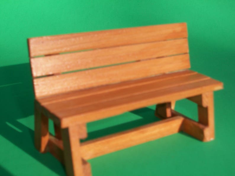 Park Bench / Garden Bench for Dollhouse or 6 inch Action Figures Cedar in Natural Stain image 1