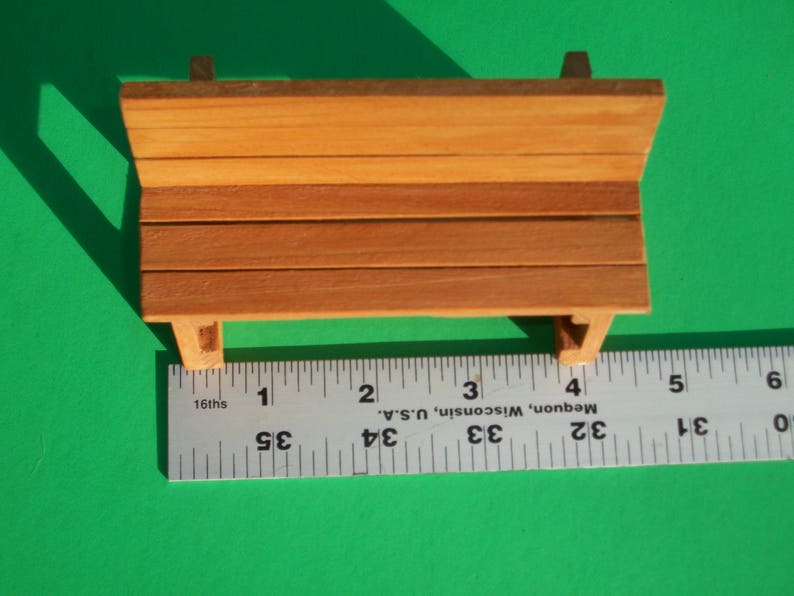 Park Bench / Garden Bench for Dollhouse or 6 inch Action Figures Cedar in Natural Stain image 4