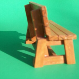 Park Bench / Garden Bench for Dollhouse or 6 inch Action Figures Cedar in Natural Stain image 3