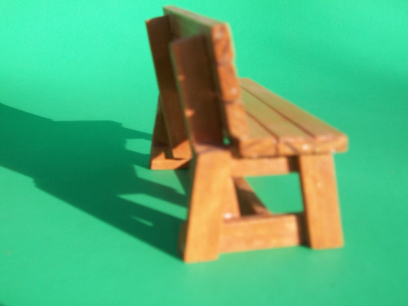 Park Bench / Garden Bench for Dollhouse or 6 inch Action Figures Cedar in Natural Stain image 3