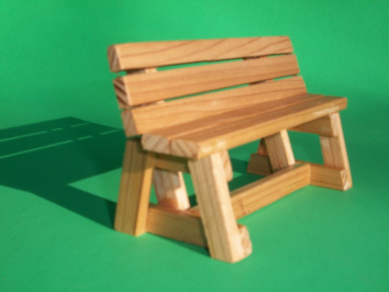 Park Bench / Garden Bench for Dollhouse or 6 inch Action Figures Cedar in a Clear Finish image 1