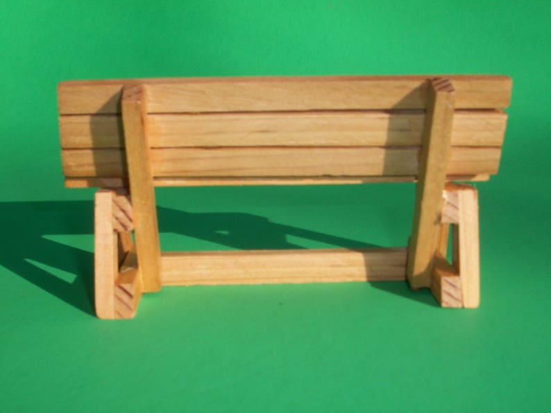 Park Bench / Garden Bench for Dollhouse or 6 inch Action Figures Cedar in a Clear Finish image 2