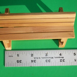 Park Bench / Garden Bench for Dollhouse or 6 inch Action Figures Cedar in a Clear Finish image 3