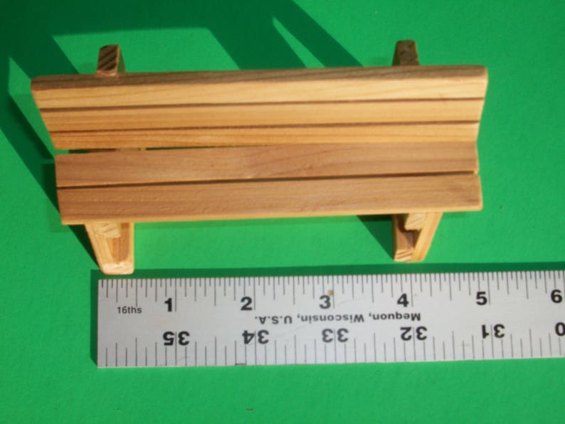 Park Bench / Garden Bench for Dollhouse or 6 inch Action Figures Cedar in a Clear Finish image 3