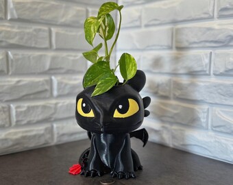 Toothless Dragon Planter Gift | Desktop Decor