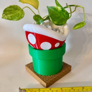 3D Printed Piranha plant planter w/ drain & tray