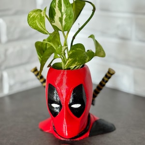 Deadpool with swords Planter Pen holder Gift | Decoration
