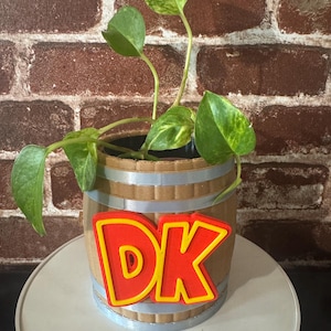 Donkey Kong wood Barrel Planter Gift | Home Decor