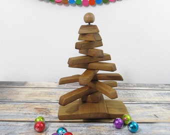 Modern Christmas Decorations, Wood Christmas Tree Alternatives, Table Top or Holiday Mantle Decor