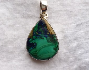 Azurite Malachite Pendant in Silver