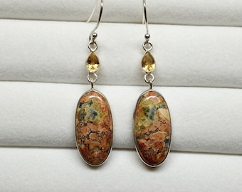 Maligano Jasper Earrings in Silver with Citrine Accents
