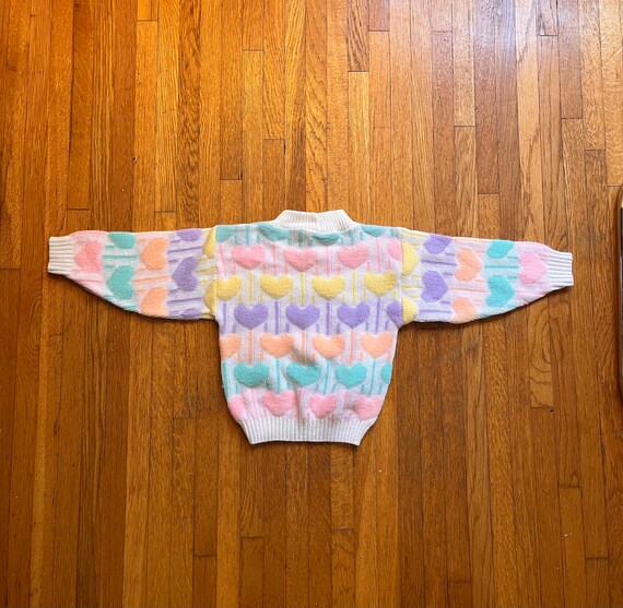 Vintage 80’s Children’s Rainbow Pastel Heart Patt… - image 3