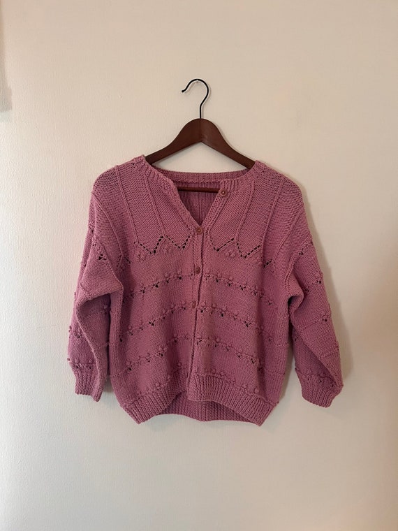 Vintage Handmade Mauve Dusty Pink Cardigan