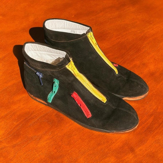 Vintage Italian Multicolor Black Suede Boots