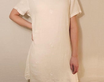 Vintage Kiko 100% Linen White Dress