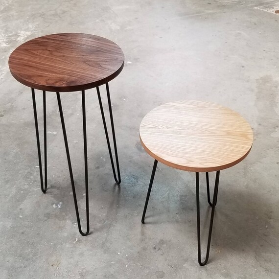 Round Top Hairpin Leg Side Table Etsy