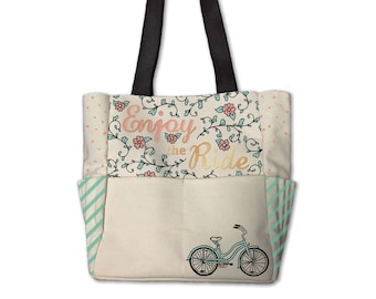 Planner Storage Tote Bag by Recollections - C'est La Vie / Enjoy The Ride - Planner Accessories Storage Tote/Planner Bag