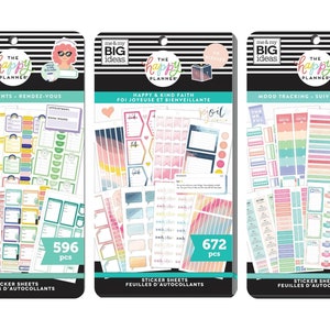 3 Options of Value Sticker Book by Happy Planner-596 Appointments/689 Mood Tracking/672 Happy Kind Faith-Planning Essential Stickers image 1