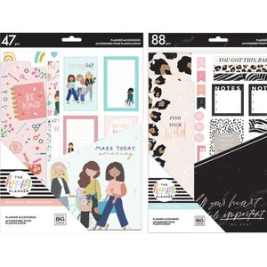 BIG Happy Planner Accessor Packs - Squad Goals, 47pc/ Wild Styled, 88pc - Bookmark + Note Paper + Pocket Folder + Stickers
