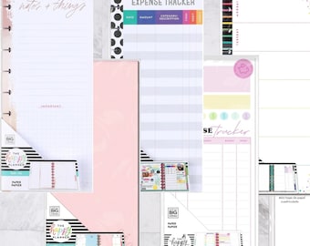 6 Styles Happy Planner Classic Half Sheet Refill Paper - Expense Tracker/Faith/Budget Tracker/Daily Schedule/Wedding/Line - 60 Sheets/pkg