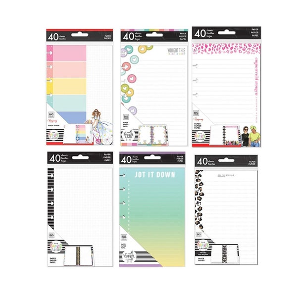MINI Happy Planner Refill Paper Packs - Take a Ride/You Got This/Empowered Women/Dotted/Healthy Hero/Leopard - 40 Sheets/pkg