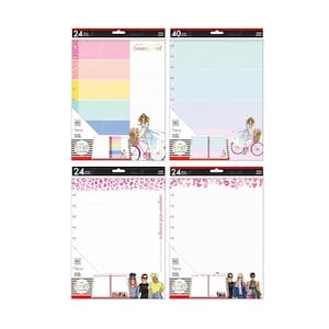 Paquete de recambio de papel para notas BIG Rongrong Happy Planner, 8,5 x 11 pulg., Bloque de color/Mujeres empoderadas/Chicas elegantes/Hazlo realidad, Notas laminadas en rosa/dorado