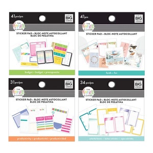 Tiny Sticker Pads by Happy Planner Budget 41pc/Productivity 31pc/Faith 41pc/Colorful Boxes 34pc 3 1/2 x 3 3/8-Budget Planning/Daily Work image 1