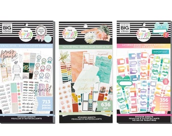 Happy Planner Value Stickers Books - 356 Layered Boxes/713 Digital Detox/636 Faith Be Still - 30 Pages Functional Sticker Sheets