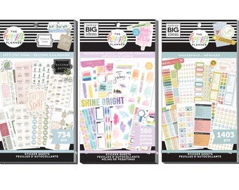 Happy Planner Value Stickers Books - 734 Let's Stay Home/500 Watercolor Goals/1403 Household - 30 Pages Functional Sticker Sheets