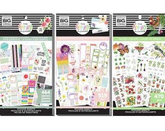 Happy Planner Value Stickers Books - 464 Horizontal Layout/470 Garden Flowers/519 Pressed Florals-30 Pages Functional Sticker Sheets