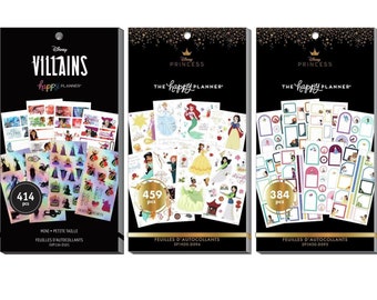 Disney Princess Collections Stickers Book-Villains 414pc/Princess Magic 459pc/Princess Colorful Boxes 384pc-Princess Stickers