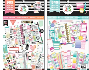 2 Options of Happy Planner Value Stickers Pack - 985 Productivity/540 Productivity - Work Plan/Daily Reminder/Planner Icons/Plan Schedule